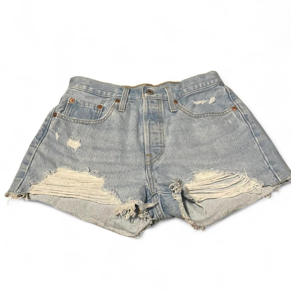 Levi's Light Blue Distressed Jean Shorts